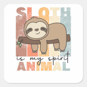 Pegatina Cuadrada Sloth is My Spirit Animal - Sweet Sloths Vintage