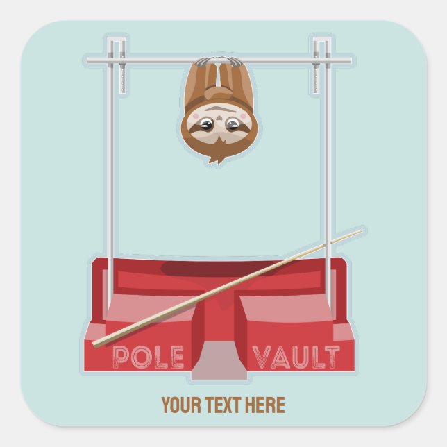 Pegatina Cuadrada Sloth Pole Vaulting Sports Day (Anverso)