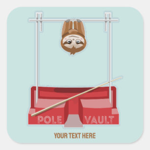 Pegatina Cuadrada Sloth Pole Vaulting Sports Day