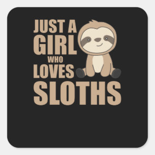 Pegatina Cuadrada Sloth - Sólo un Chica que ama las eslovacas