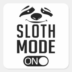 Pegatina Cuadrada Slots Lazy Sloths Animal Dormir Cansado Gracioso r