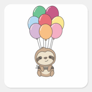 Pegatina Cuadrada Slots vuela Con Globos Coloridos