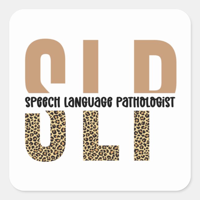 Pegatina Cuadrada SLP cheetah print Speech language pathologist gift (Anverso)