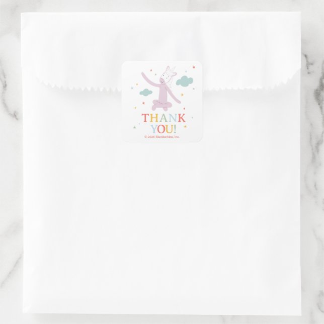 Pegatina Cuadrada Slumberkins Unicornio Gracias (Bolso)