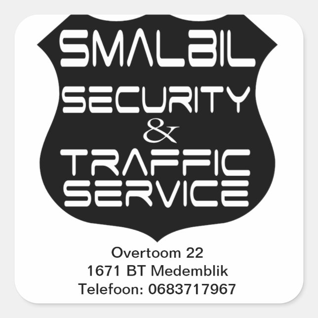 Pegatina Cuadrada Smalbil Security & Traffic Service (Anverso)