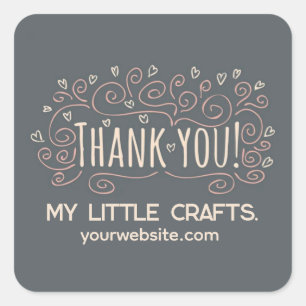 Pegatina Cuadrada Small business thank you script typography