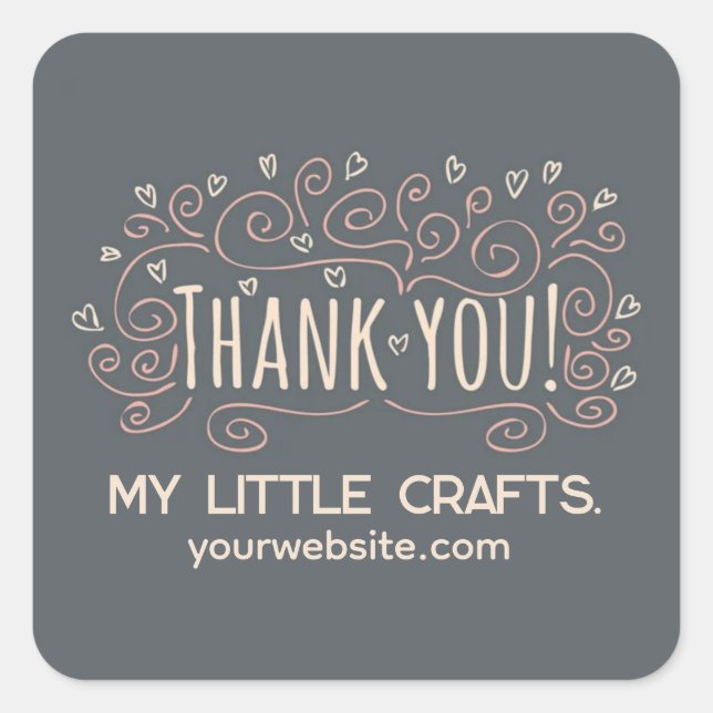 Pegatina Cuadrada Small business thank you script typography (Anverso)