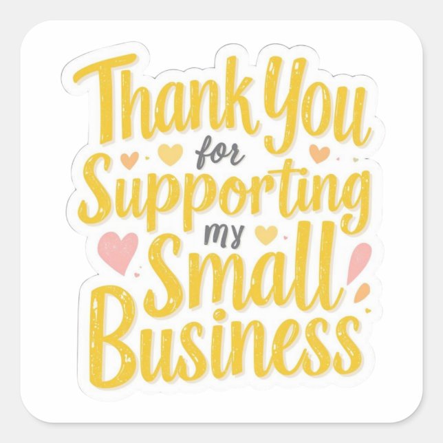 Pegatina Cuadrada Small Business Thank You Sticker (Anverso)