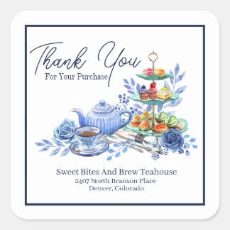 Pegatina Cuadrada Small Business Thank You Tea Room