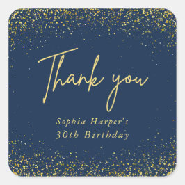 Pegatina Cuadrada Small Stickers Navy Gold Confetti Thank You