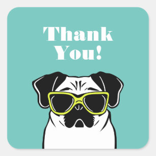 Pegatina Cuadrada Smart Pug