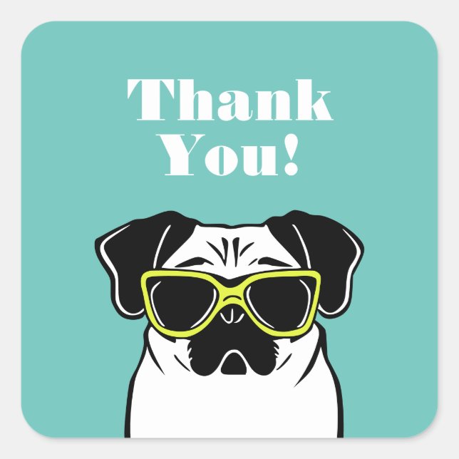 Pegatina Cuadrada Smart Pug (Anverso)