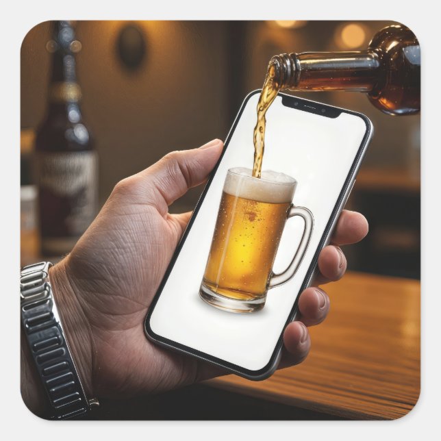 Pegatina Cuadrada Smartphone Beer Mug (Anverso)