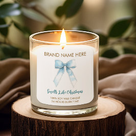 Pegatina Cuadrada Smells Like Christmas | Blue Bow Candle Labels