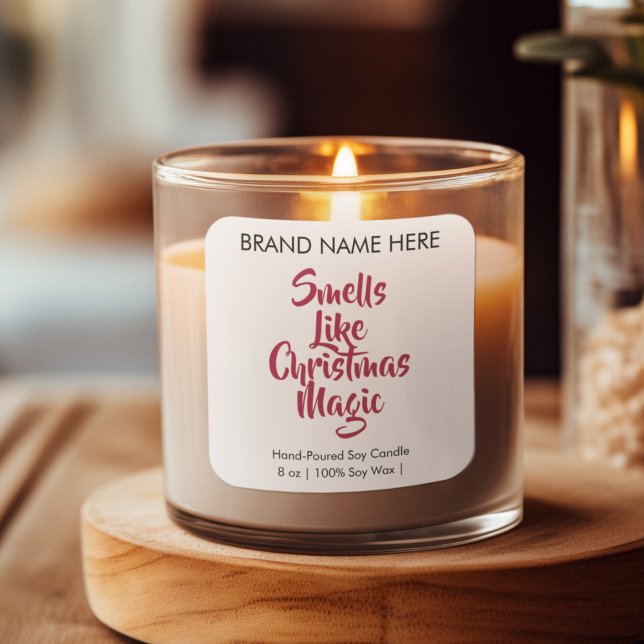 Pegatina Cuadrada Smells Like Christmas Magic | Modern Candle Labels (Subido por el creador)