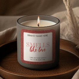 Pegatina Cuadrada Smells Like Love Valentine Glitter Candle Label 