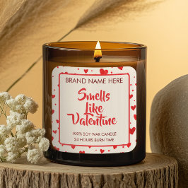 Pegatina Cuadrada Smells Like Valentine Custom Candle Labels 