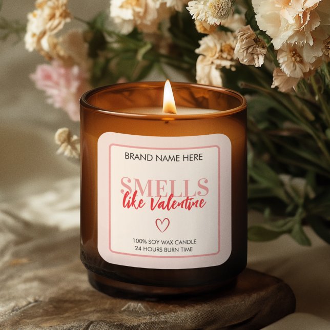 Pegatina Cuadrada Smells Like Valentine Pink Candle Label  (Subido por el creador)