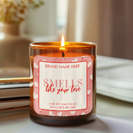 Pegatina Cuadrada Smells Like Your Kisses Valentine Candle Label 