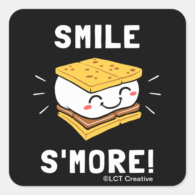 Pegatina Cuadrada Smile S'more (Anverso)