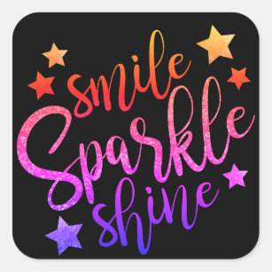 Pegatina Cuadrada Smile Sparkle Shine Black Multi-Colored Cita