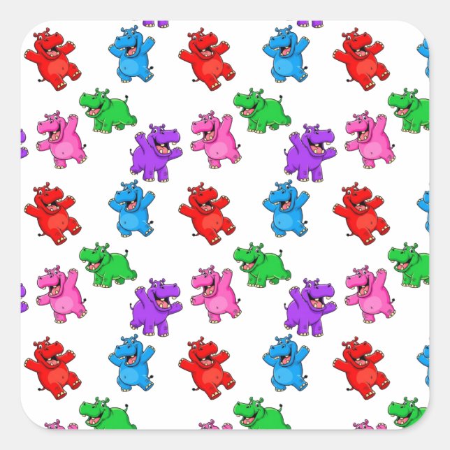 Pegatina Cuadrada Smiling Hippo Collection (Anverso)
