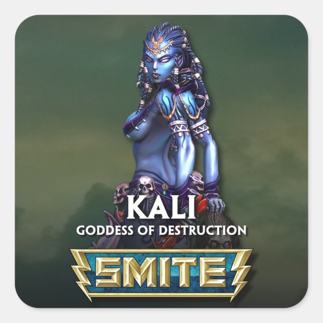 Pegatina Cuadrada SMITE: Kali, diosa de la destrucción (Anverso)