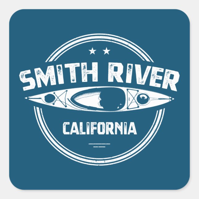 Pegatina Cuadrada Smith River California Kayaking (Anverso)