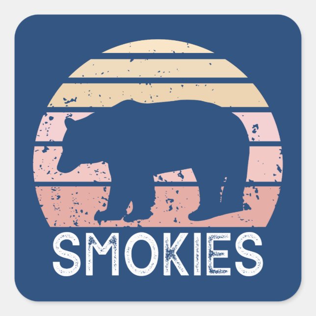 Pegatina Cuadrada Smokies Bear (Anverso)