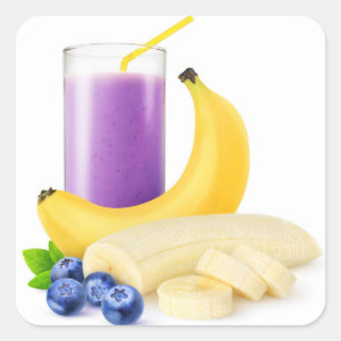Pegatina Cuadrada Smoothie de arándano de plátano