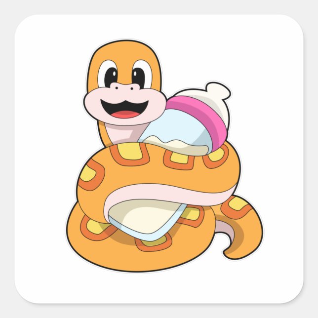 Pegatina Cuadrada Snack con botella de bebé (Anverso)