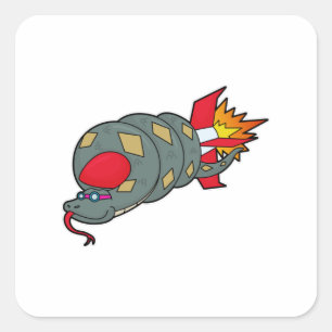 Pegatina Cuadrada Snack con Rocket