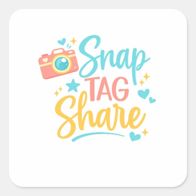 Pegatina Cuadrada Snap Tag Share Sticker  (Anverso)