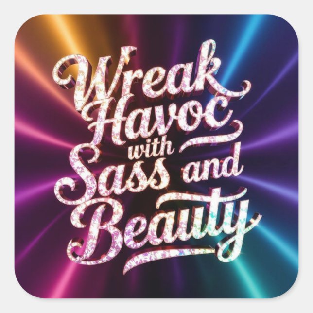 Pegatina Cuadrada Snarky Wreak Havoc with Sass and Beauty Sticker (Anverso)