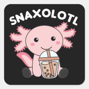 Pegatina Cuadrada Snaxolotl Axolotl Bubble Tea Amantes de los dulces