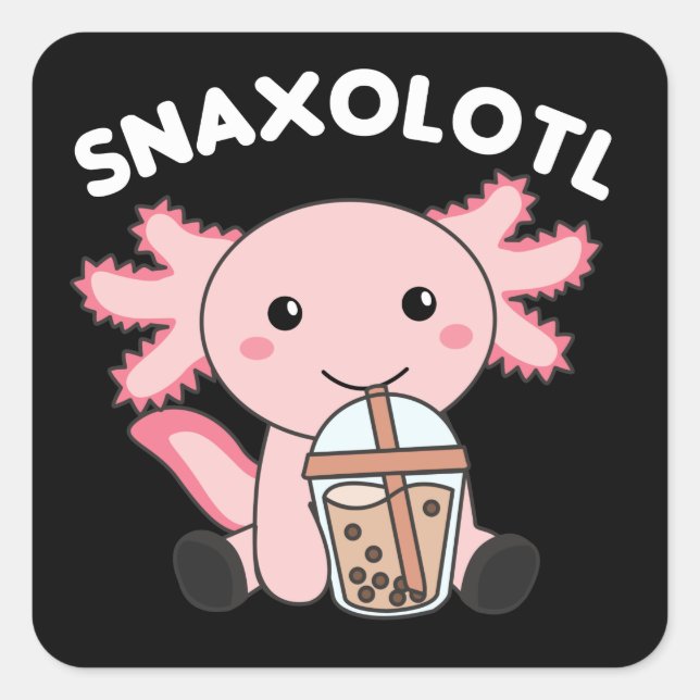 Pegatina Cuadrada Snaxolotl Axolotl Bubble Tea Amantes de los dulces (Anverso)
