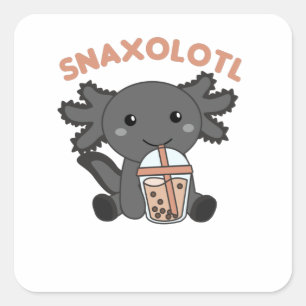 Pegatina Cuadrada Snaxolotl Axolotl Bubble Tea Amantes de los dulces