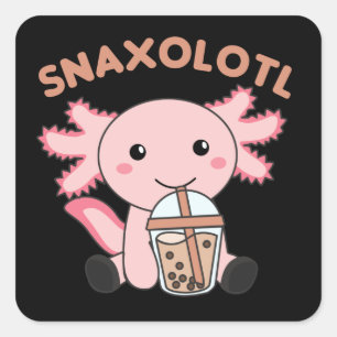 Pegatina Cuadrada Snaxolotl Axolotl Bubble Tea Amantes de los dulces