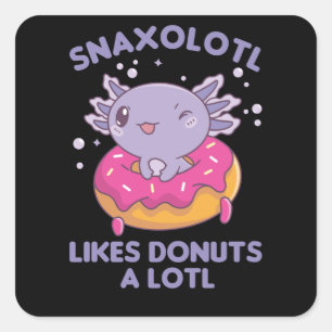 Pegatina Cuadrada Snaxolotl Axolotl Donut Ama A Los Animales Dulces