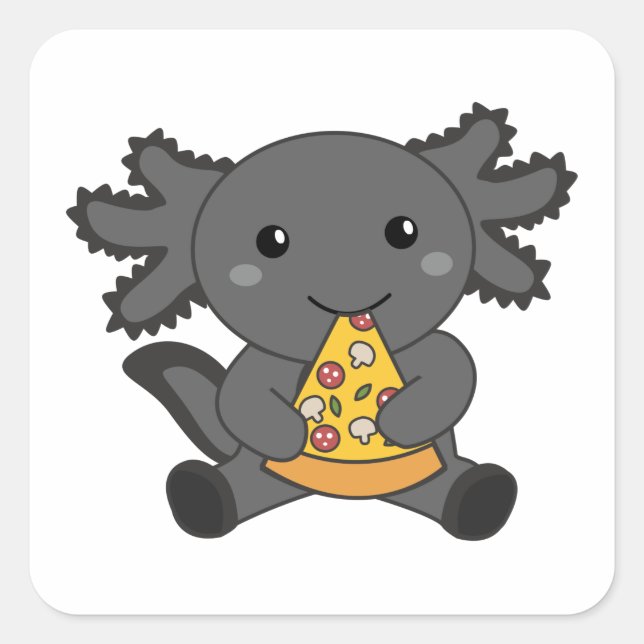Pegatina Cuadrada Snaxolotl Axolotl Lover Cute Animales Pizza Square (Anverso)