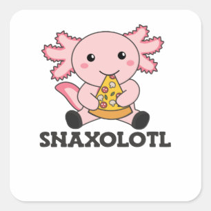Pegatina Cuadrada Snaxolotl Axolotl Pizza Ama A Los Animales Dulces