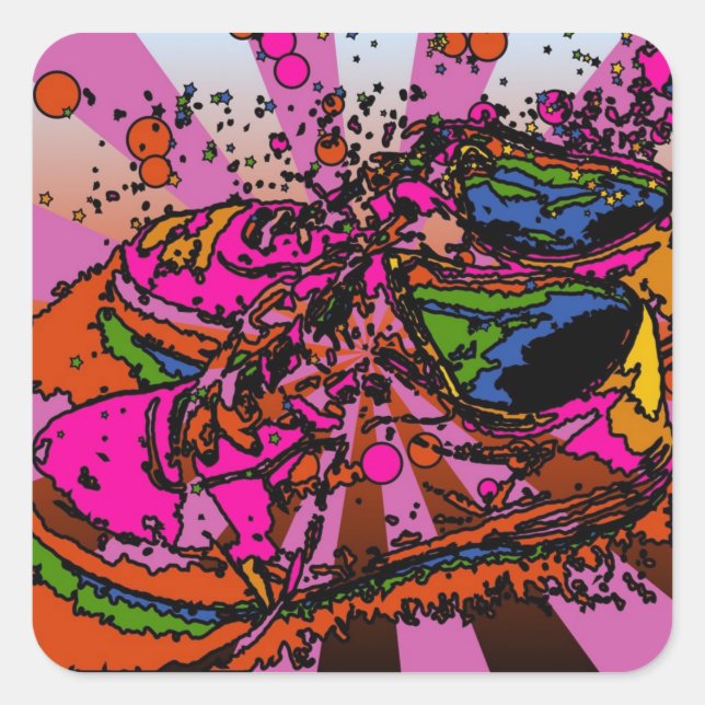 Pegatina Cuadrada Sneakers de Girly Psychedelic (Anverso)