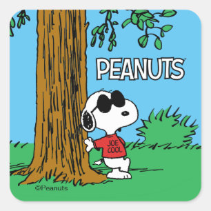 Pegatina Cuadrada Snoopy "Joe Cool" de pie