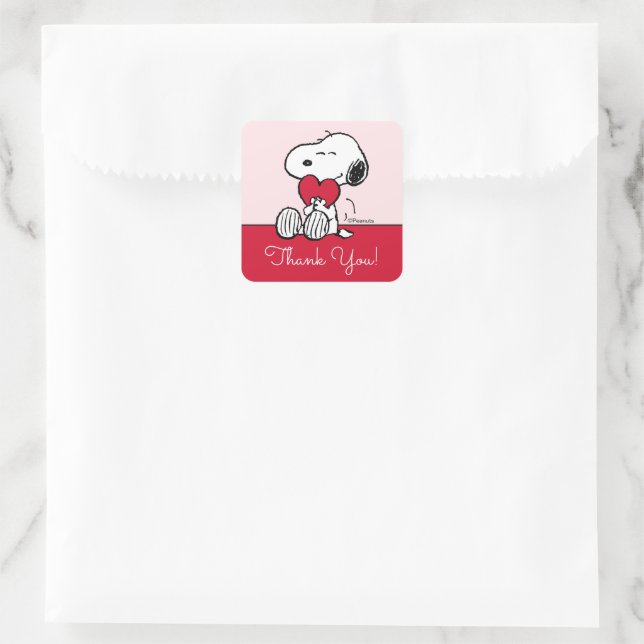 Pegatina Cuadrada Snoopy | Little Sweetheart Baby Shower Square Stic (Bolso)