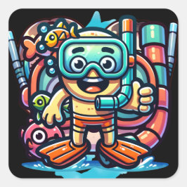 Pegatina Cuadrada Snorkel Guy