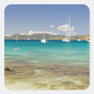 Pegatina Cuadrada Snorkelers en la idílica cala Pirata Bight, Bight