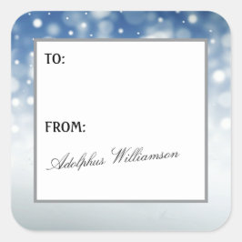 Pegatina Cuadrada Snow Flurry Christmas Gift Label