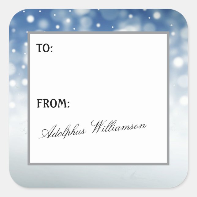 Pegatina Cuadrada Snow Flurry Christmas Gift Label (Anverso)