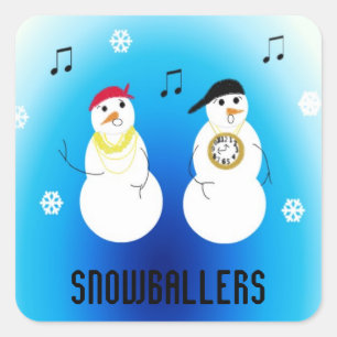 Pegatina Cuadrada Snowballers - Muñecos de Nieve Raperos