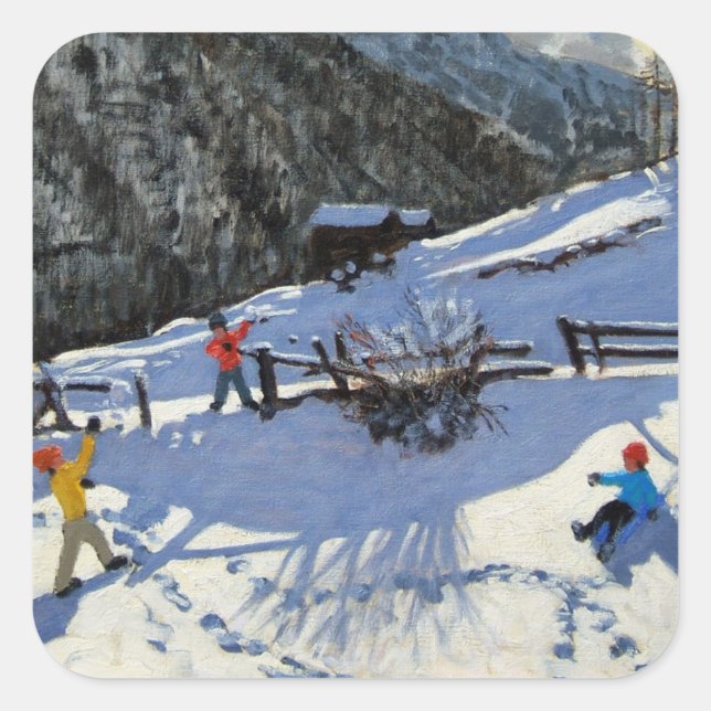 Pegatina Cuadrada Snowballers Zermatt (Anverso)
